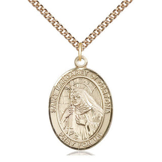14kt Gold Saint Margaret of Cortona Medal Engraved Catholic Saint Jewelry