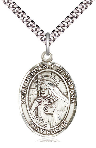 Pewter Saint Margaret of Cortona Medal Catholic Jewelry Engraved Catholic Saint Jewelry