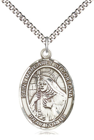 Pewter Saint Margaret of Cortona Medal Catholic Jewelry Engraved Catholic Saint Jewelry