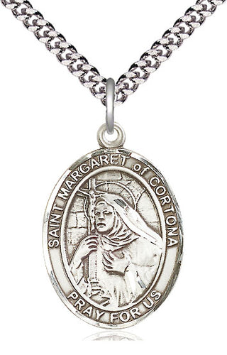 Pewter Saint Margaret of Cortona Medal Catholic Jewelry Engraved Catholic Saint Jewelry