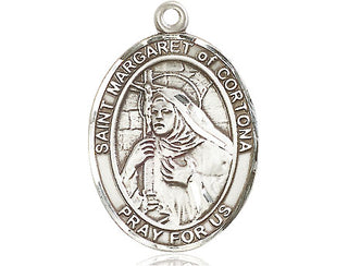 Sterling Silver Saint Margaret of Cortona Medal Catholic Jewelry Engraved Catholic Saint Jewelry