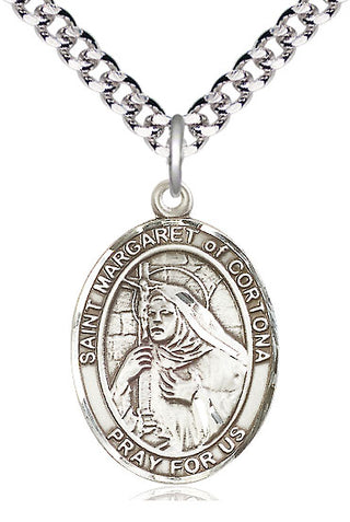 Sterling Silver Saint Margaret of Cortona Medal Catholic Jewelry Engraved Catholic Saint Jewelry
