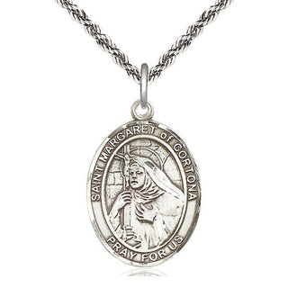 Sterling Silver Saint Margaret of Cortona Medal Catholic Jewelry Engraved Catholic Saint Jewelry