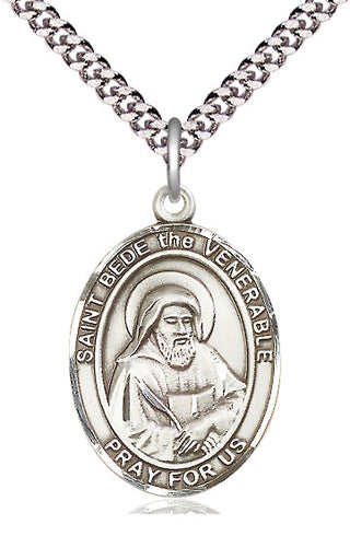 Pewter Saint Bede the Venerable Medal Catholic Jewelry Engraved Catholic Saint Jewelry