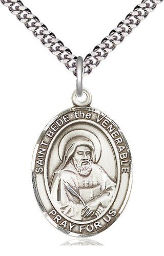 Pewter Saint Bede the Venerable Medal Catholic Jewelry Engraved Catholic Saint Jewelry