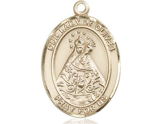 14kt Gold Our Lady of Olives Medal Engraved Catholic Saint Jewelry