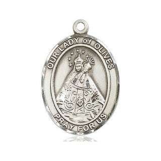 Pewter Our Lady of Olives Medal Engraved Catholic Saint Jewelry