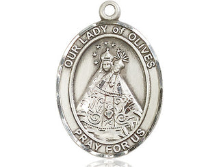 Sterling Silver Our Lady of Olives Medal Catholic Jewelry Engraved Catholic Saint Jewelry