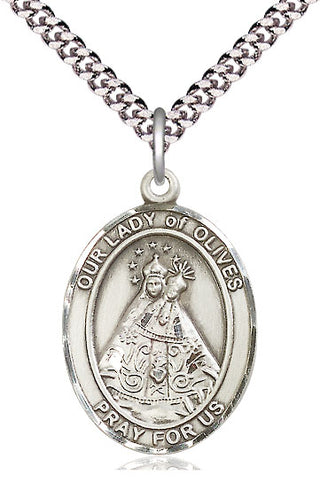 Sterling Silver Our Lady of Olives Medal Catholic Jewelry Engraved Catholic Saint Jewelry