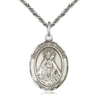 Sterling Silver Our Lady of Olives Medal Catholic Jewelry Engraved Catholic Saint Jewelry