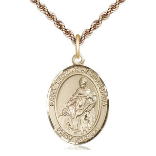14kt Gold Filled Saint Thomas of Villanova Medal Catholic Jewelry Engraved Catholic Saint Jewelry