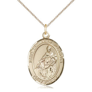 14kt Gold Saint Thomas of Villanova Medal Engraved Catholic Saint Jewelry