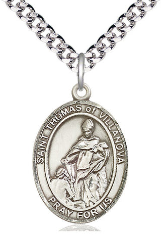 Pewter Saint Thomas of Villanova Medal Catholic Jewelry Engraved Catholic Saint Jewelry