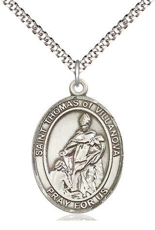 Pewter Saint Thomas of Villanova Medal Catholic Jewelry Engraved Catholic Saint Jewelry