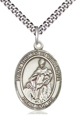 Pewter Saint Thomas of Villanova Medal Catholic Jewelry Engraved Catholic Saint Jewelry