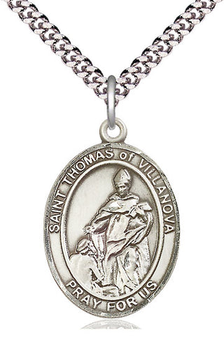 Sterling Silver Saint Thomas of Villanova Medal Catholic Jewelry Engraved Catholic Saint Jewelry