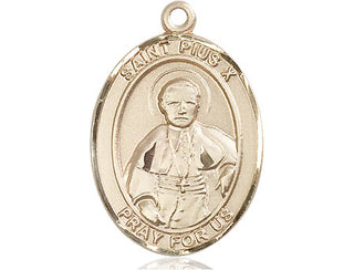 14kt Gold Filled Saint Pius X Medal Engraved Catholic Saint Jewelry