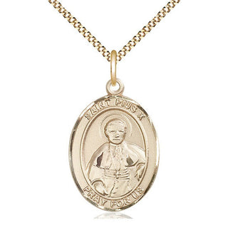 14kt Gold Filled Saint Pius X Medal Catholic Jewelry Engraved Catholic Saint Jewelry