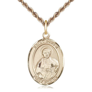 14kt Gold Filled Saint Pius X Medal Catholic Jewelry Engraved Catholic Saint Jewelry