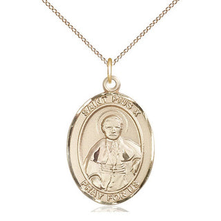 14kt Gold Saint Pius X Medal Engraved Catholic Saint Jewelry