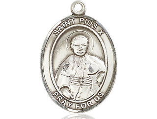 Pewter Saint Pius X Medal Engraved Catholic Saint Jewelry