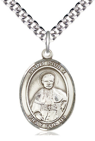 Pewter Saint Pius X Medal Catholic Jewelry Engraved Catholic Saint Jewelry