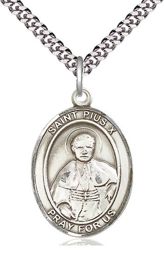 Pewter Saint Pius X Medal Catholic Jewelry Engraved Catholic Saint Jewelry