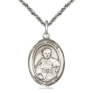 Sterling Silver Saint Pius X Medal Catholic Jewelry Engraved Catholic Saint Jewelry