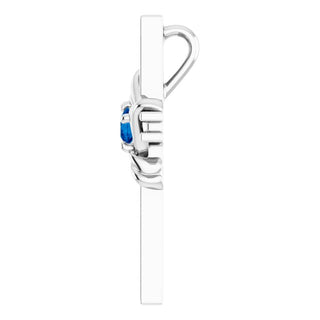 Sterling Silver Natural Blue Sapphire Cross Pendant 