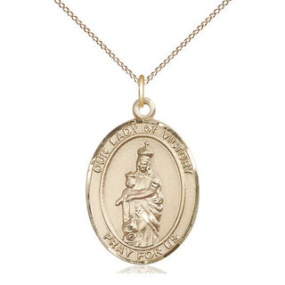 14kt Gold Our Lady of Victory Medal Engraved Catholic Saint Jewelry