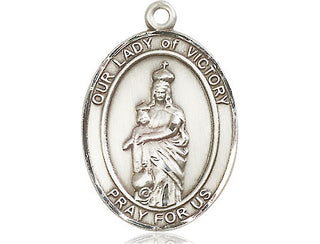 Sterling Silver Our Lady of Victory Medal Catholic Jewelry Engraved Catholic Saint Jewelry