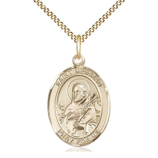 14kt Gold Filled Saint Meinrad of Einsideln Medal Catholic Jewelry Engraved Catholic Saint Jewelry