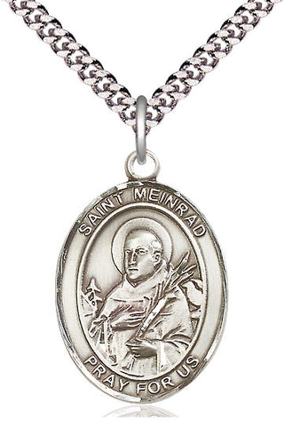 Pewter Saint Meinrad of Einsideln Medal Catholic Jewelry Engraved Catholic Saint Jewelry