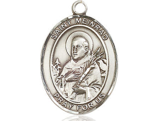 Sterling Silver Saint Meinrad of Einsideln Medal Catholic Jewelry Engraved Catholic Saint Jewelry