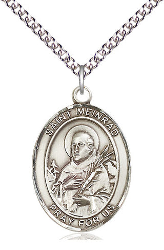 Sterling Silver Saint Meinrad of Einsideln Medal Catholic Jewelry Engraved Catholic Saint Jewelry