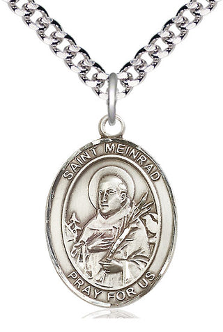 Sterling Silver Saint Meinrad of Einsideln Medal Catholic Jewelry Engraved Catholic Saint Jewelry