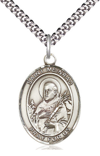 Sterling Silver Saint Meinrad of Einsideln Medal Catholic Jewelry Engraved Catholic Saint Jewelry