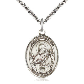Sterling Silver Saint Meinrad of Einsideln Medal Catholic Jewelry Engraved Catholic Saint Jewelry