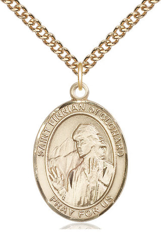 14kt Gold Filled Saint Finnian of Clonard Medal Catholic Jewelry Engraved Catholic Saint Jewelry