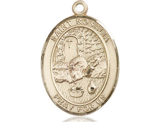 14kt Gold Filled Saint Rosalia Medal Engraved Catholic Saint Jewelry