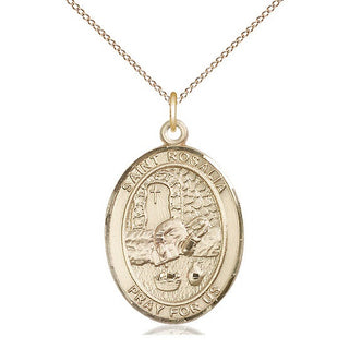 14kt Gold Filled Saint Rosalia Medal Catholic Jewelry Engraved Catholic Saint Jewelry