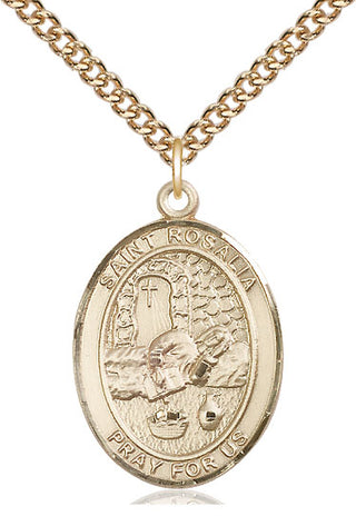 14kt Gold Filled Saint Rosalia Medal Catholic Jewelry Engraved Catholic Saint Jewelry