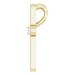 14K Yellow .03 CT Natural Diamond Cross Pendant 
