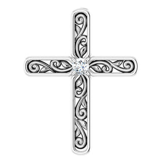 Platinum .03 CT Natural Diamond Cross Pendant 