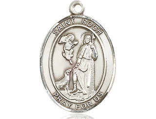 Pewter Saint Roch Medal Engraved Catholic Saint Jewelry
