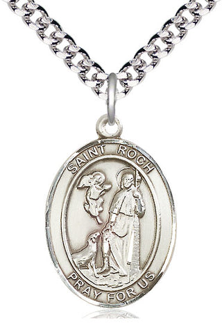 Pewter Saint Roch Medal Catholic Jewelry Engraved Catholic Saint Jewelry