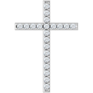 14K White 1 CTW Natural Diamond Cross Pendant