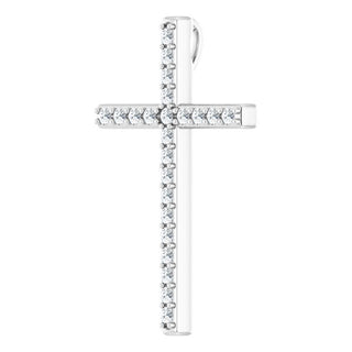 14K White 3/8 CTW Natural Diamond Cross Pendant