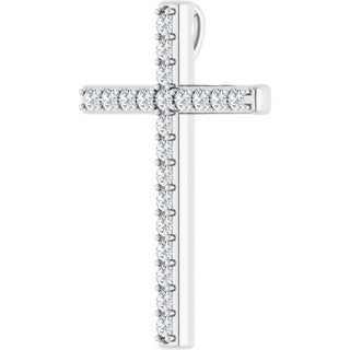 14K White 1 CTW Natural Diamond Cross Pendant