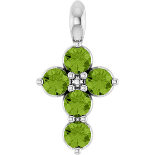 Platinum Natural Peridot Cross Pendant